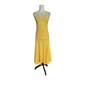 Ralph Lauren Blue Label Stretchy Sleeveless Maxi Dress Sz XS Yellow Full Skirt